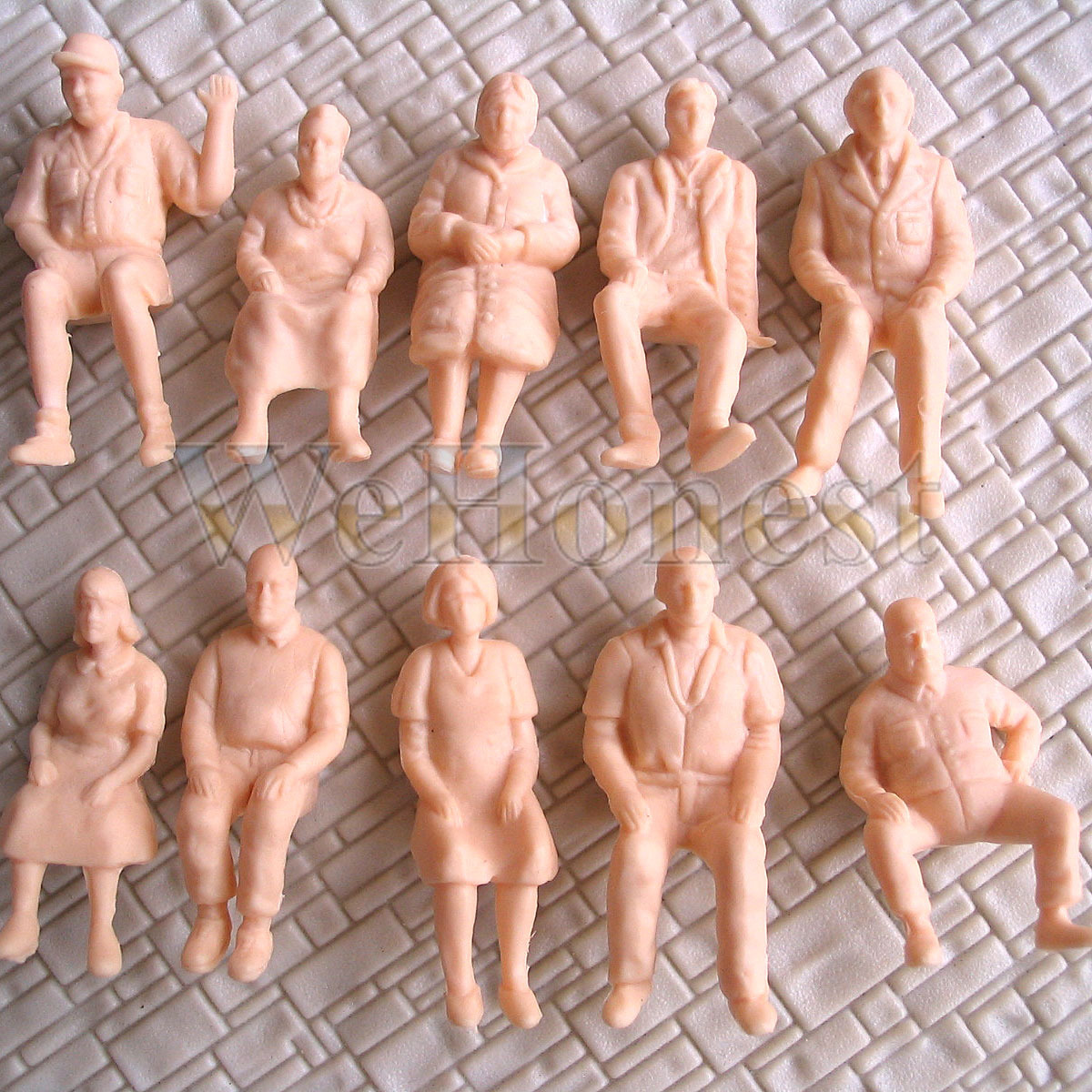 10 pcs Unpainted Figures O scale Sitting Passengers 1:48 People All Seated