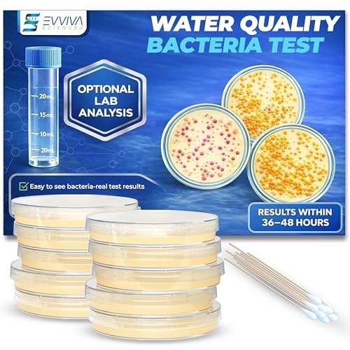 Evviva Sciences Water Bacteria Test Kit – 10 Tests for Total Bacteria,