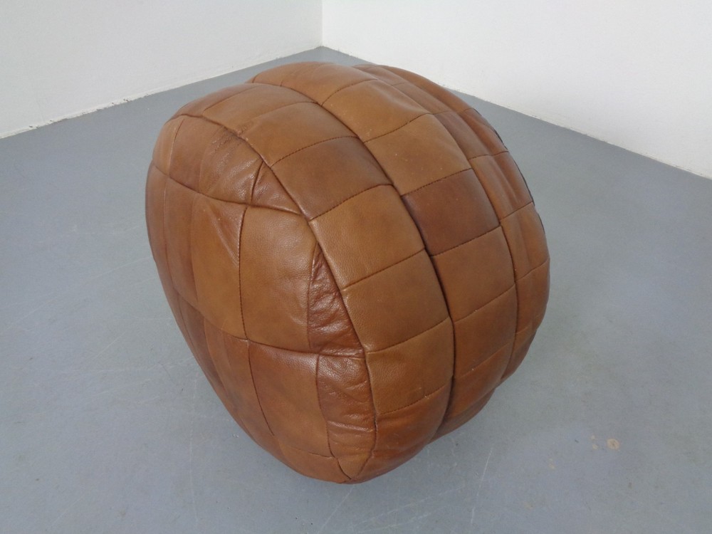 Vintage Patchwork Leather Footstool 60S