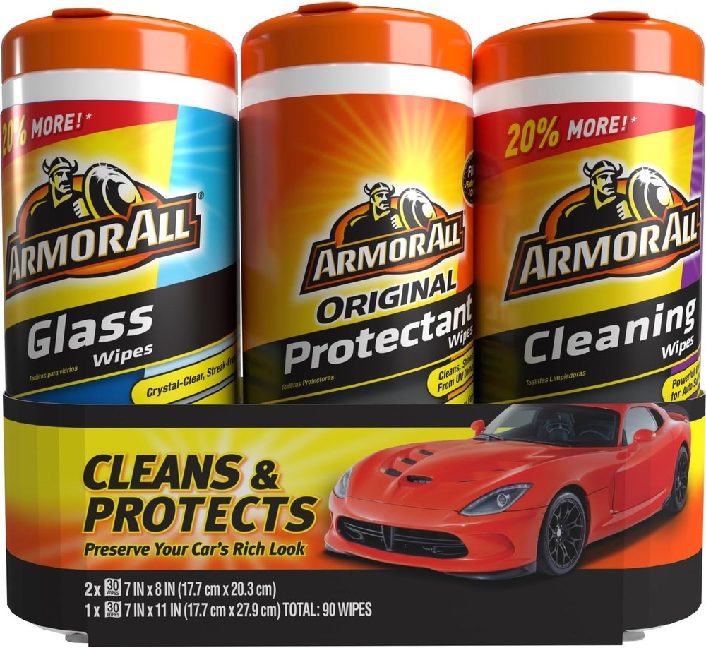 Car Wipes Multi-Pack by , Cleans Vehicle Interior and Exterior, Includes Prot...