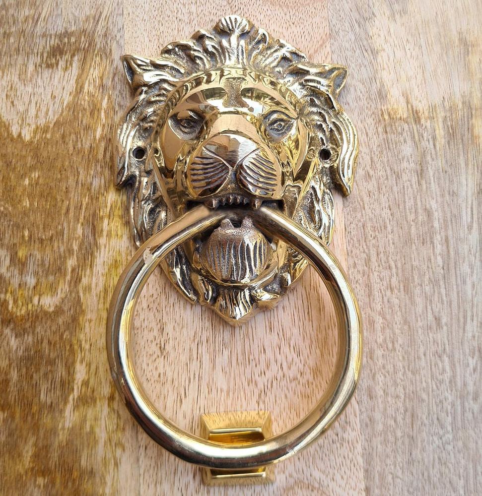 Vintage Brass Lion Door Knocker Handle Pull Home Decor