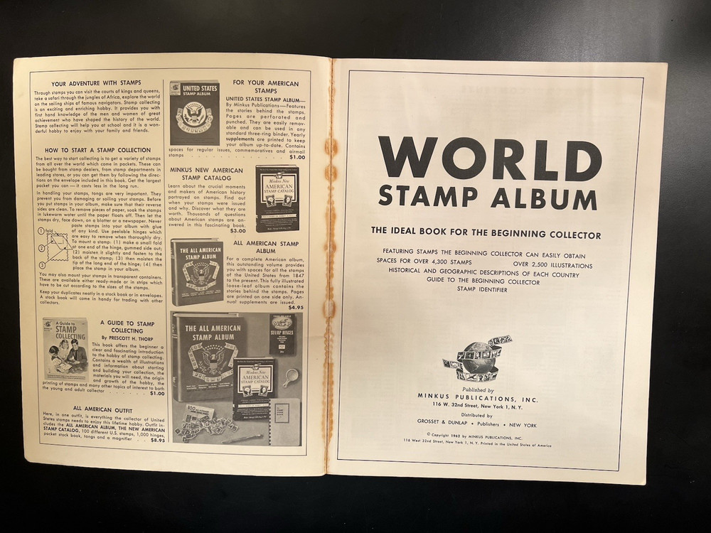 3-Vintage Soft Cover Stamp Albums. Minkus,Harris, & Stanley Gibbons. No Stamps