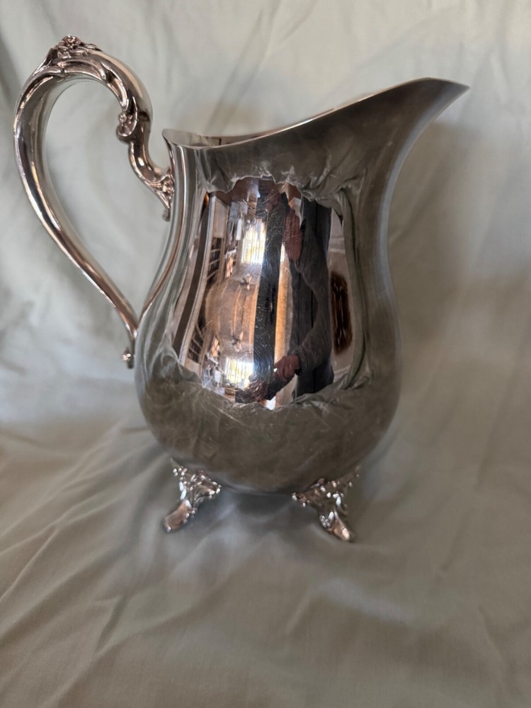Silver-Plated Footed Beverage Pitcher With Ice Lip 8.5"