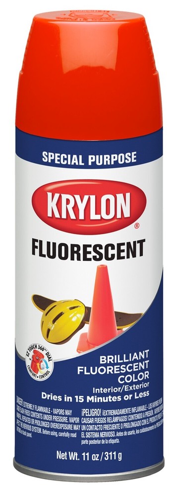 Krylon Fluorescent Spray Paint, Flat, Red Orange, 11 oz.
