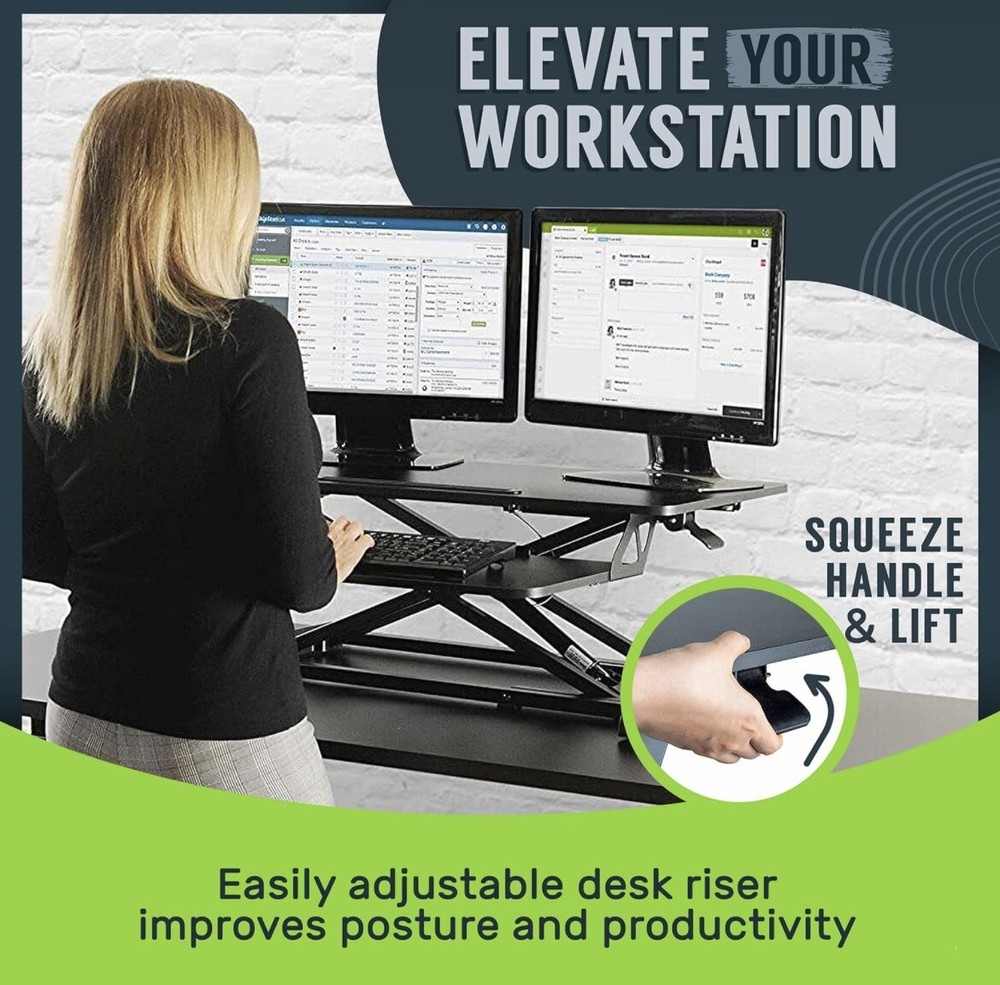 TechOrbits Adjustable Height Sit Stand Desktop - With Easy Lift Technology