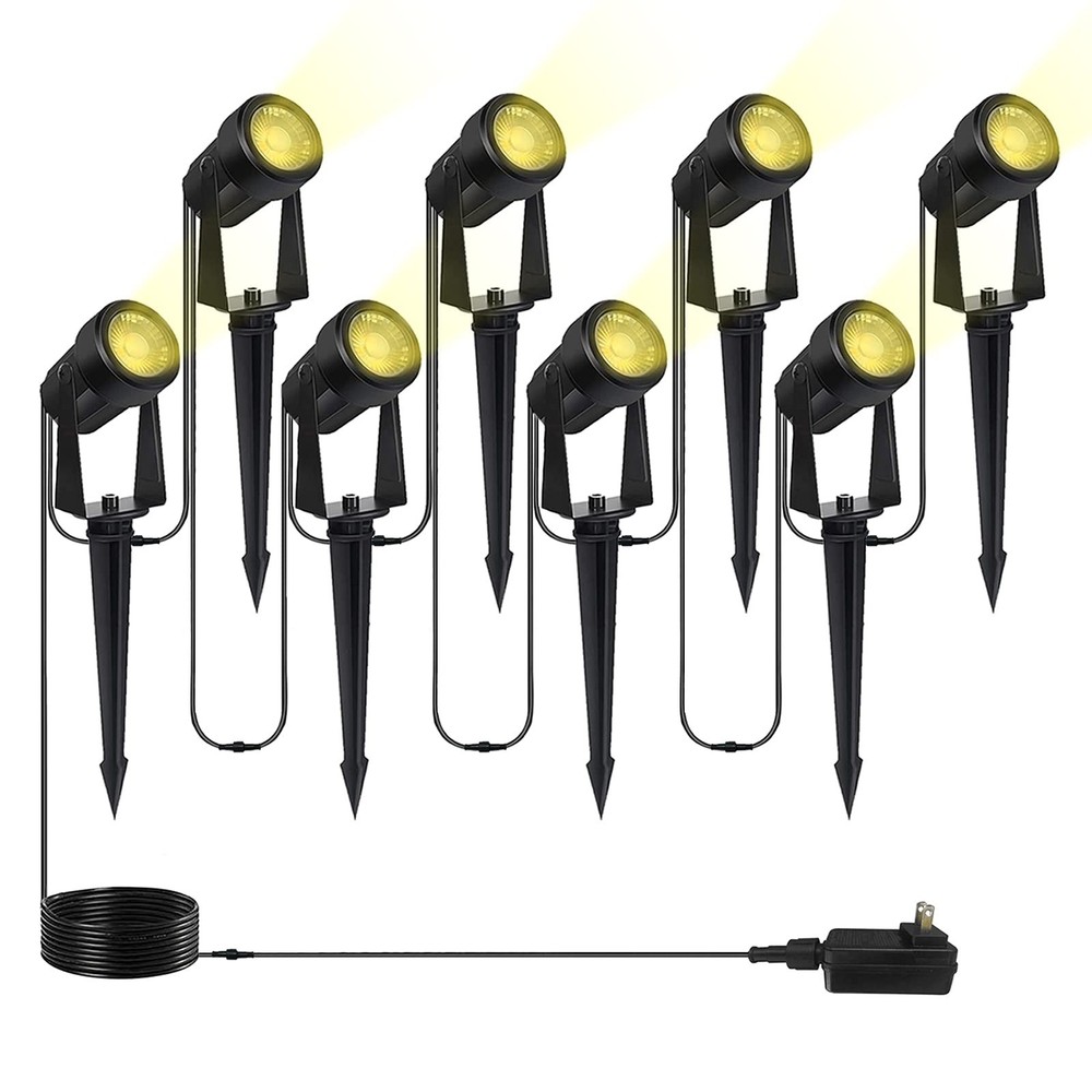 SUNTHIN Outdoor Landscape Lighting 8 Pack with Dusk to Dawn Sensor for Timer ...