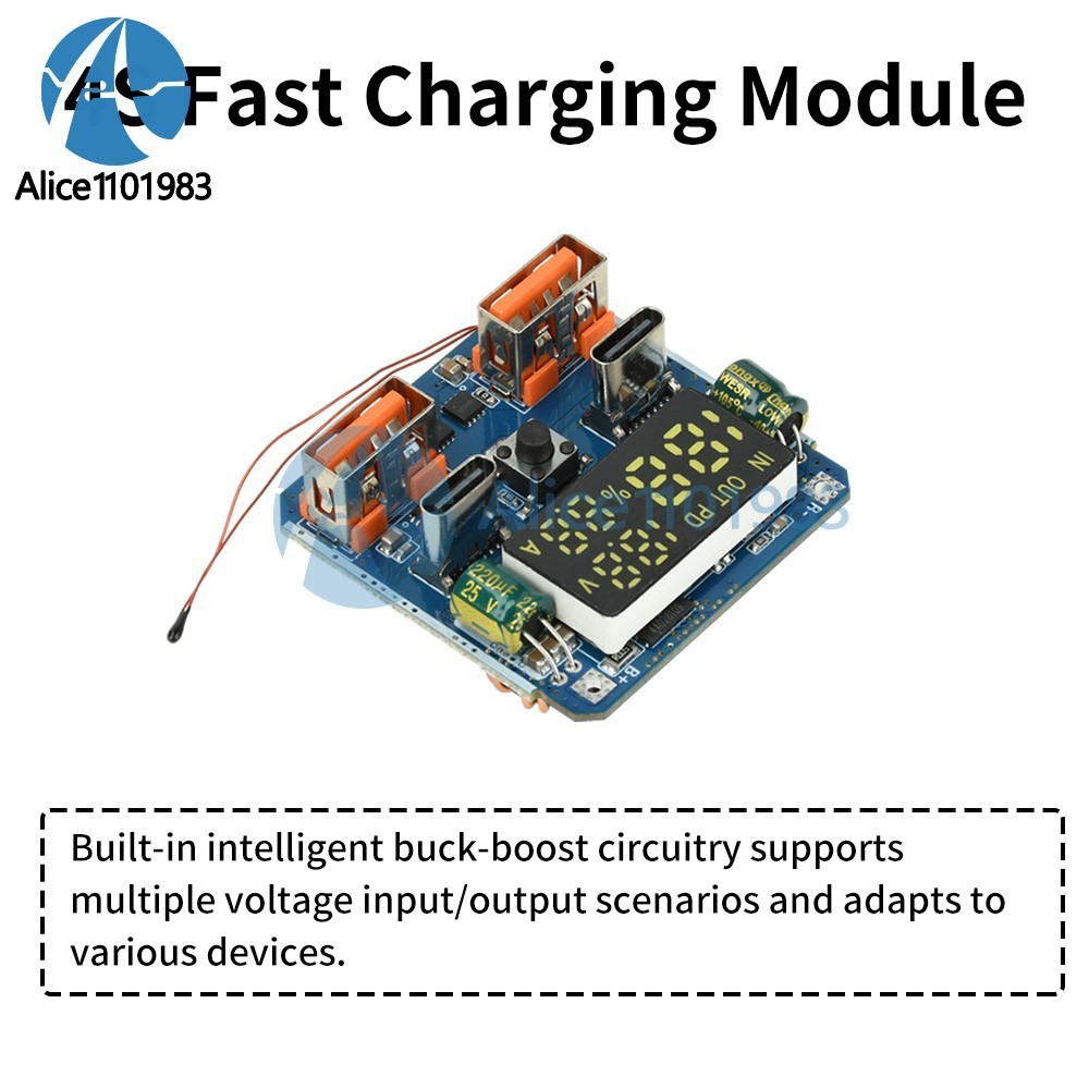 4S PD 100W Bidirectional Fast Charging Module Buck-Boost 20V 5A with Display
