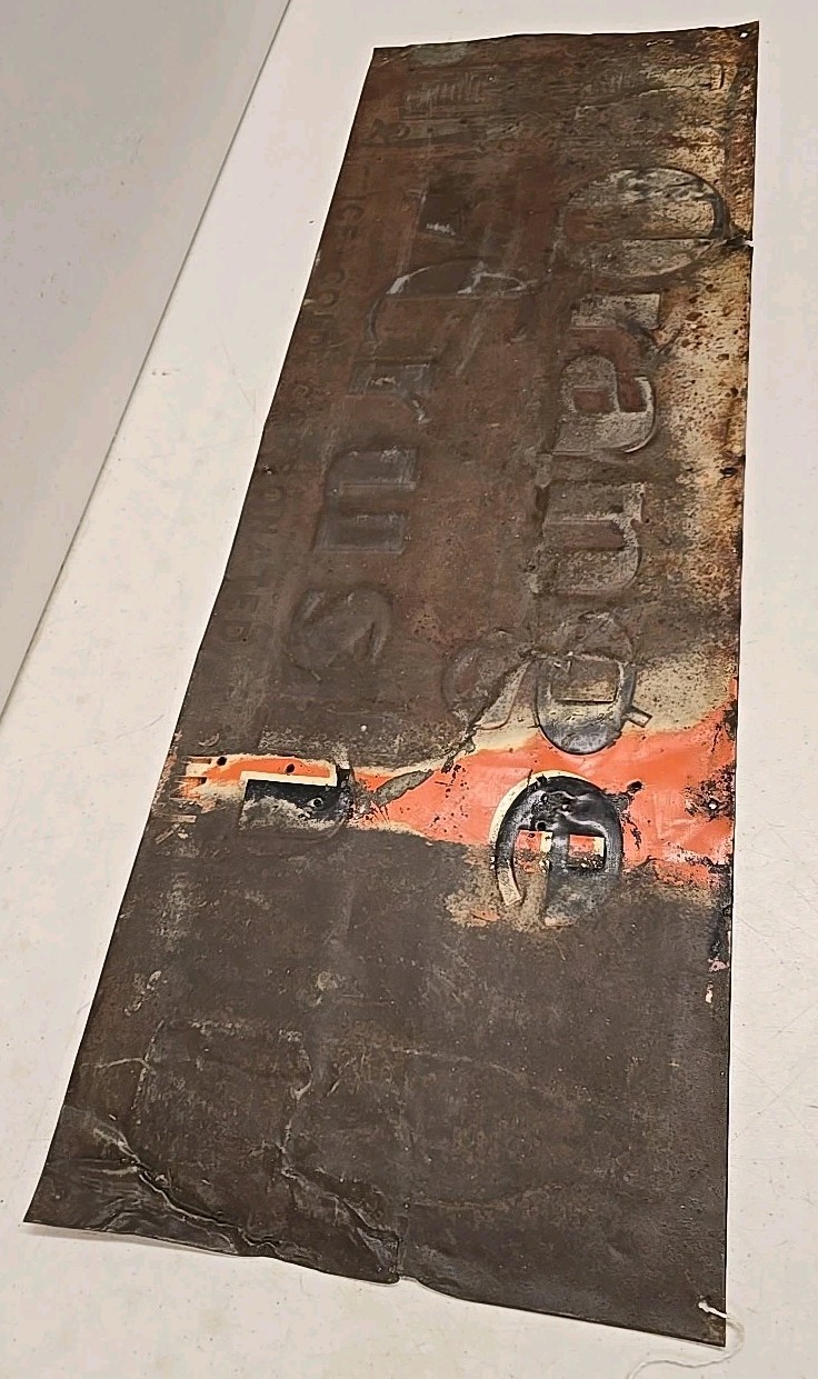 Vintage 1930s Orange Crush Ice Cold Carbonated Drink Embossed Double Bottle Sign