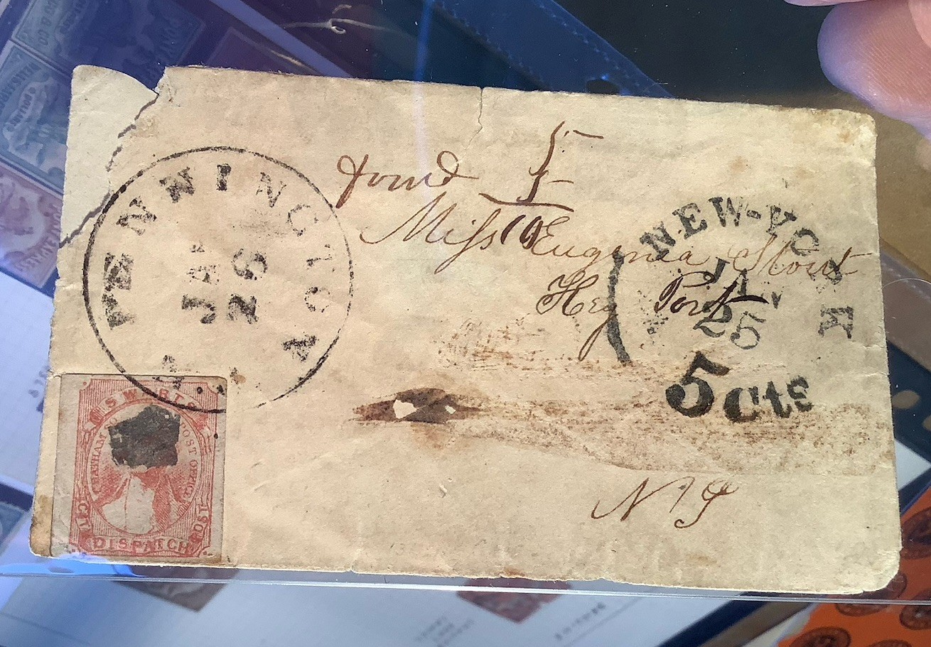 US Swarts' City Dispatch, LOCAL N.Y 1849  136L3 Tied on Cover +5cts Out Of State