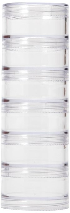 Storage Box 6 Stackable Clear Round Containers for Crafts Beads 2.75" Round
