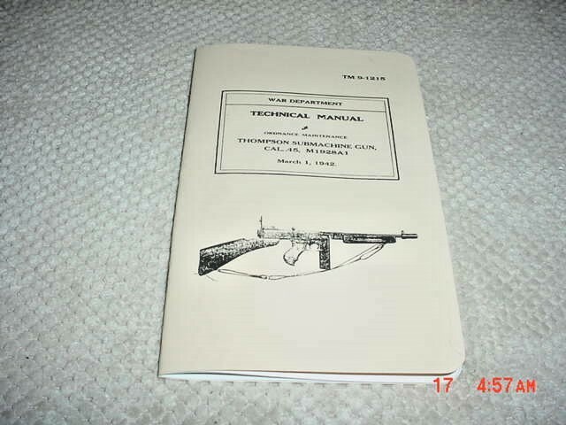 Thompson Submachine Gun Technical Manual 1942