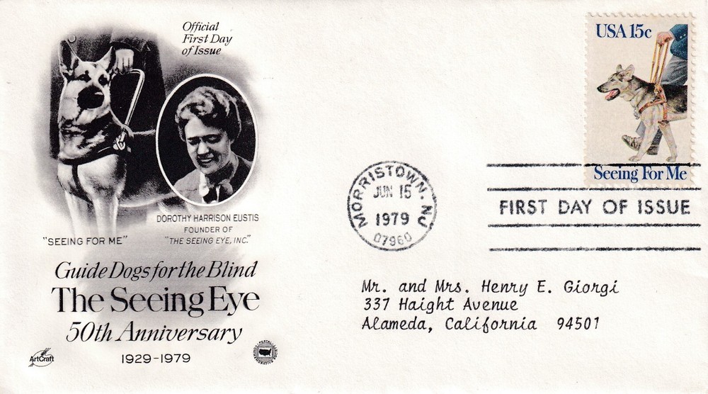 STAMP US SCOTT 1787 "Guide Dog-Seeing For Me" 15 CENT 1979 FDC - D