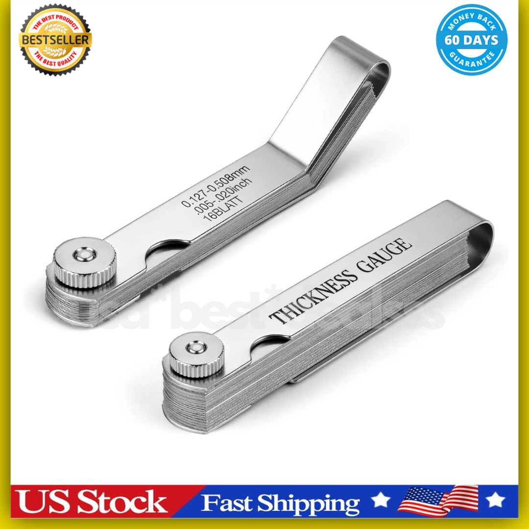 Feeler Gauge Set 2pcs Stainless Steel 32 Straight 16 Offset Blades SAE Metric