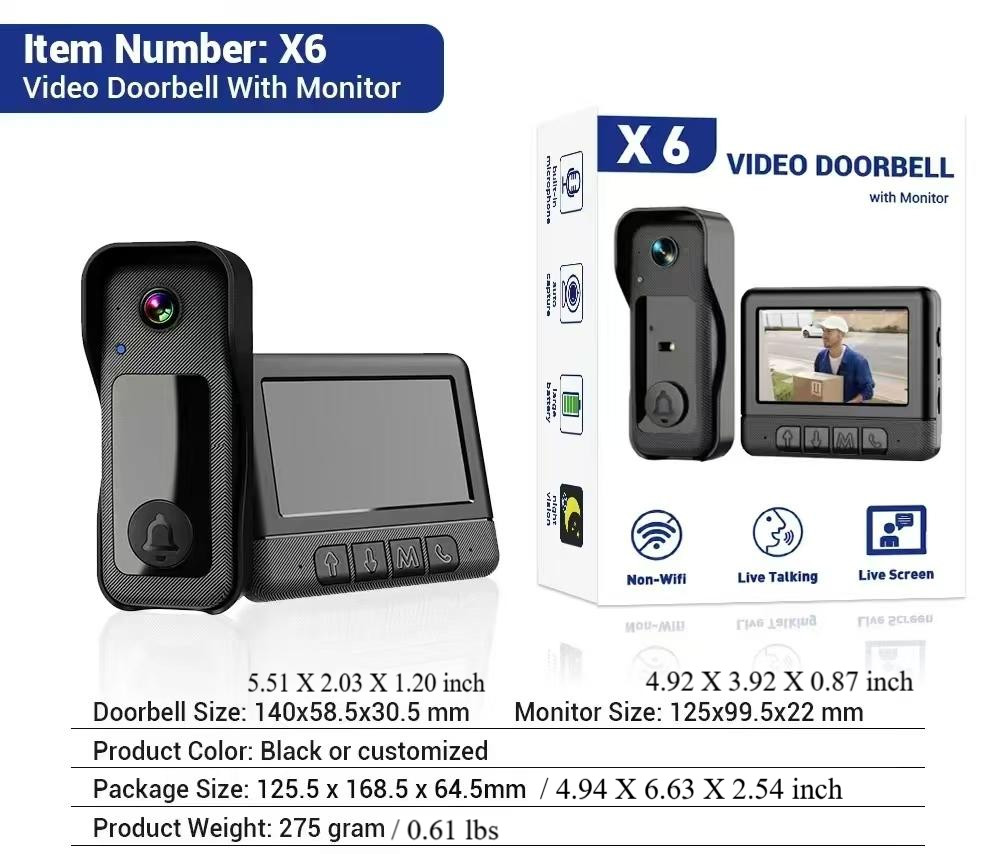 Smart Visual Intercom Video Doorbell PIR Motion + Wireless Chime+WIFI Cloud Save