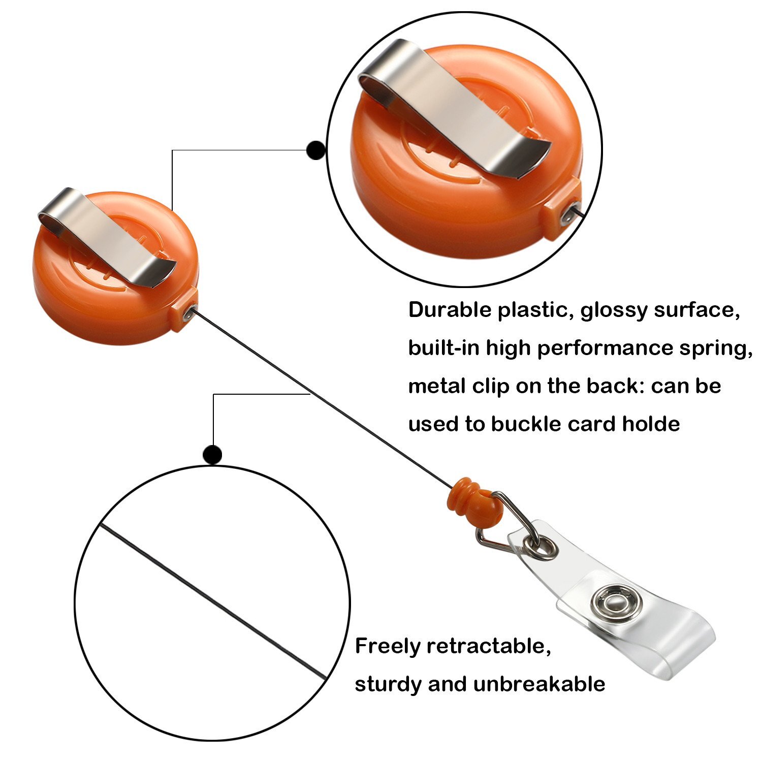 20pc Clip On Retractable Badge Holder ID Name Reel Card Holders For Nurse Doctor