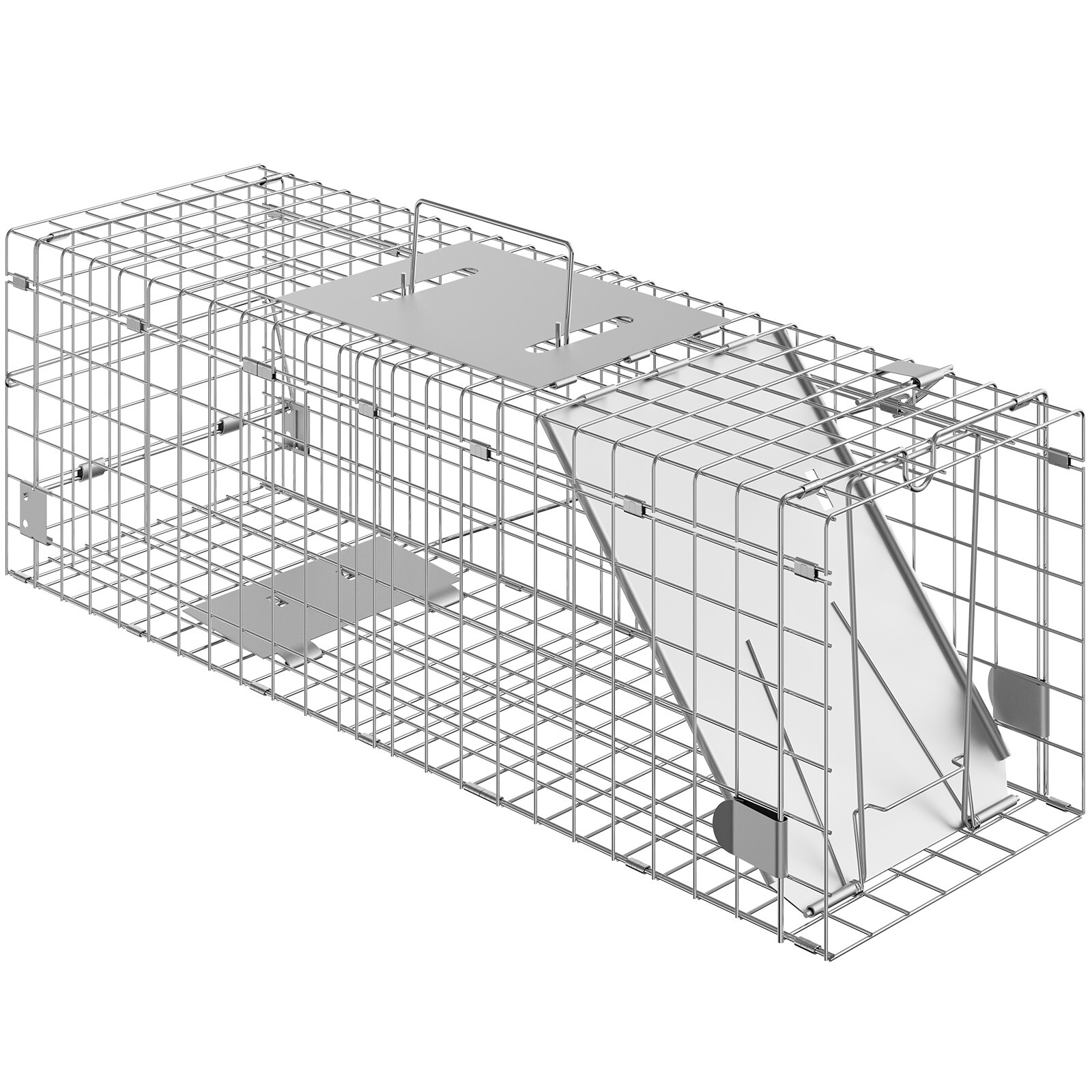 VEVOR Live Animal Cage Trap 24" x 8" x 8" Humane Cat Trap Cats Squirrels Mouse