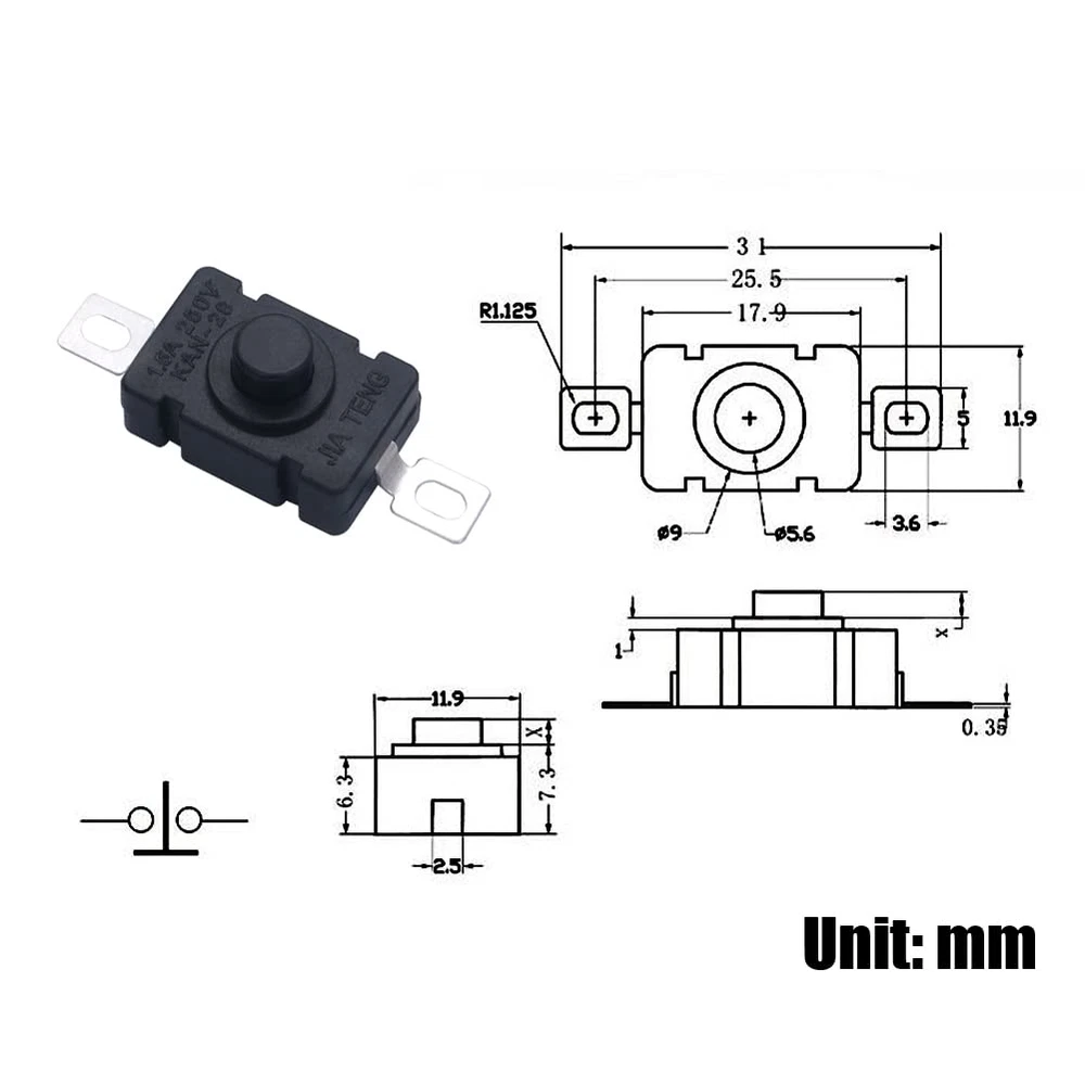 50x Flat Latching Micro ON/OFF Switch 250V 1.5A Self-Lock Push Button Switch US