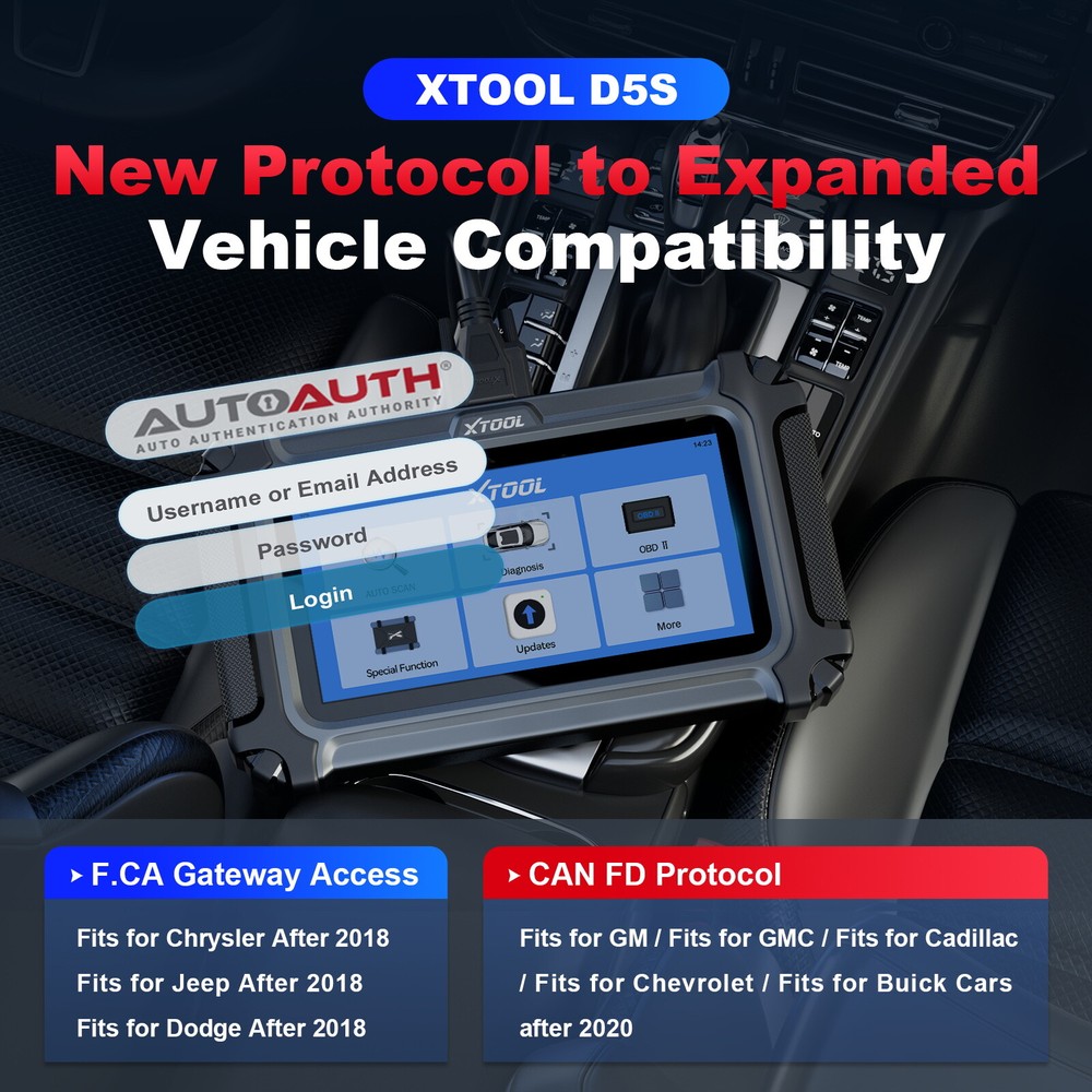 2024 XTOOL D5S OBD2 Scanner Car Code Reader Scan Tool FCA AutoAuth 15+ Services