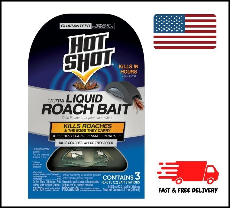 HOT SHOT ULTRA LIQUID ROACH BAIT - 3 COUNT - KILLS ROACHES FAST!!