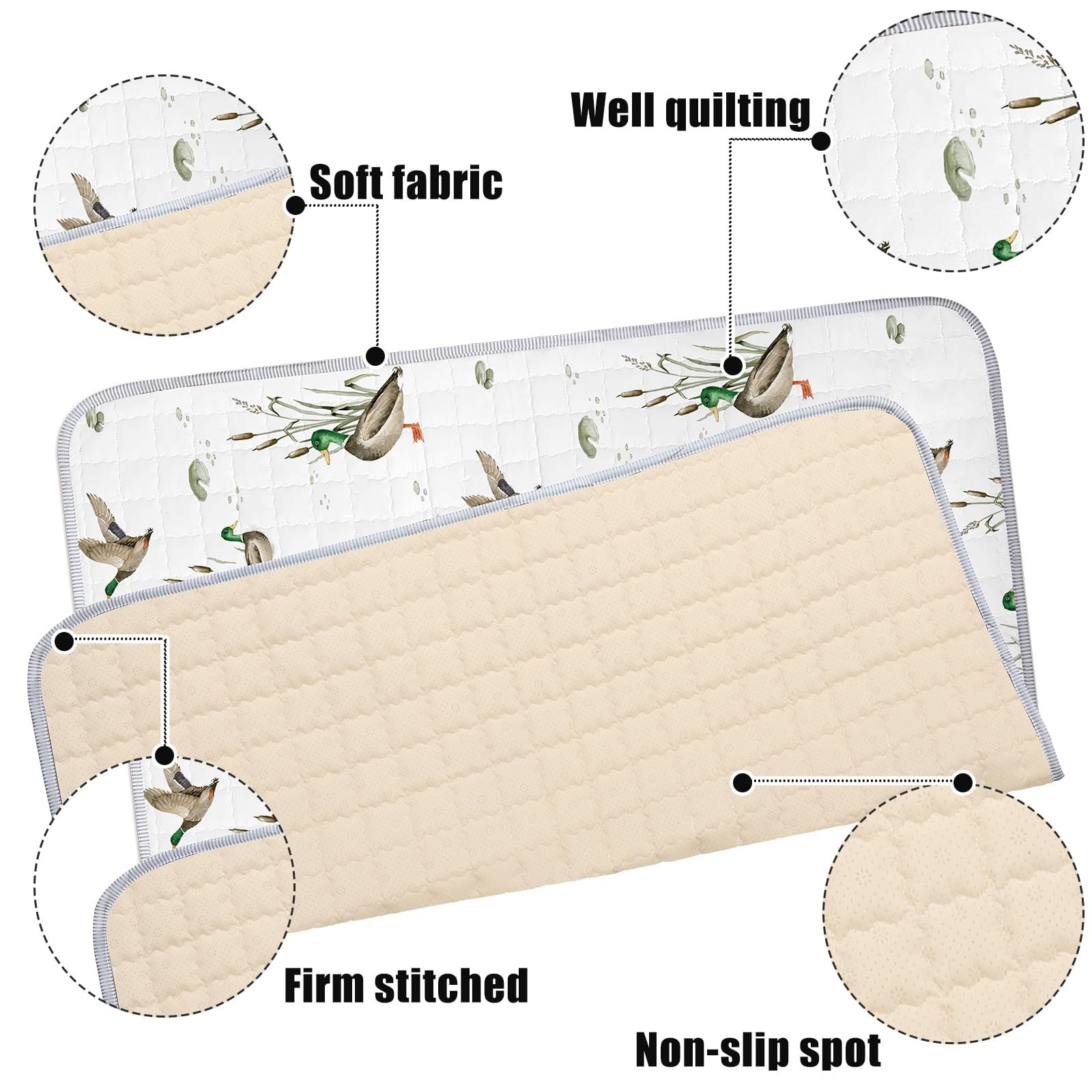 43 x 43 Inch Mallard Duck Baby Playmat Portable Crawling Washable Foldable Tu...