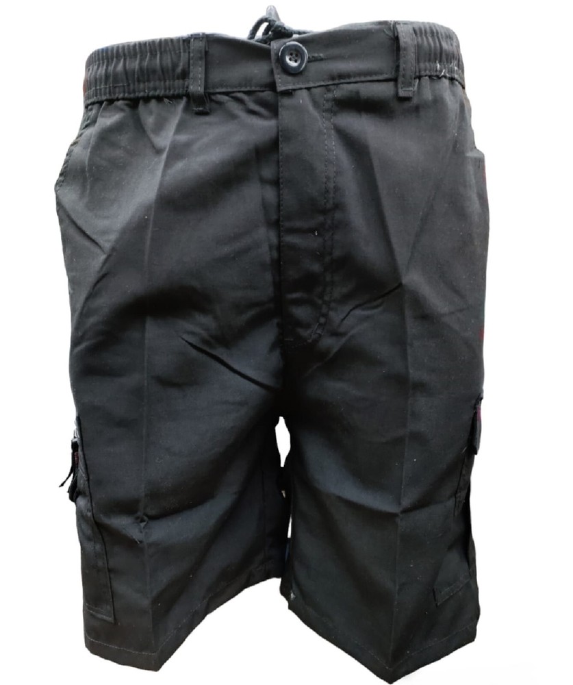 Shorts Mens Cargo Combat Multi Pocket Elasticated Waist Size Plain Lightweight