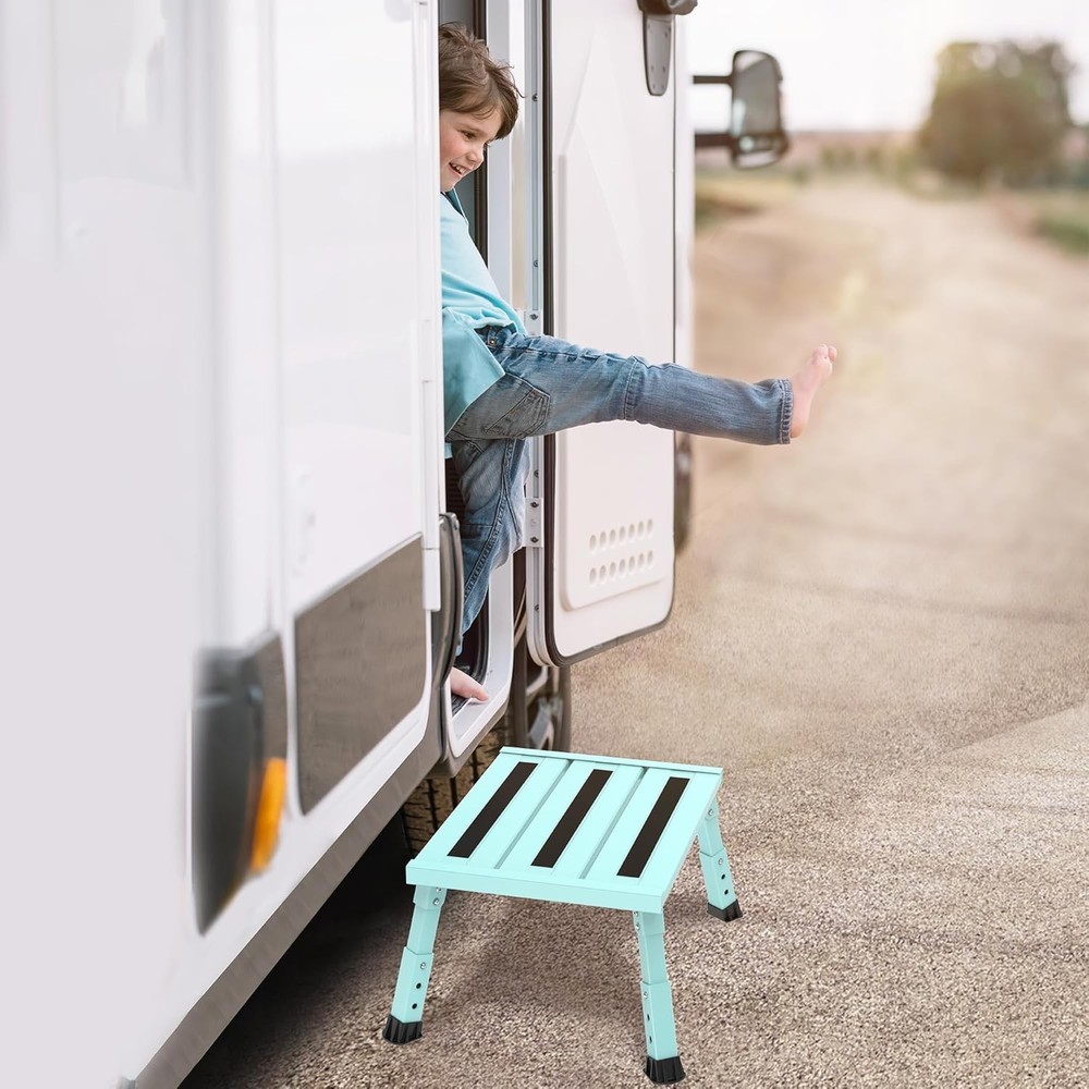 Adjustable Height Aluminum RV Step Stable Foldable Platform Step Stool