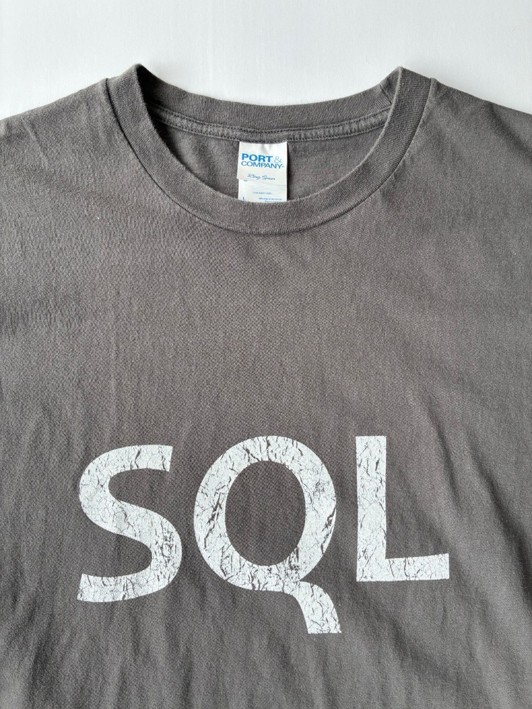 SQL Programmer Distressed Graphic T-Shirt L Gray Ring Spun Cotton Tech Industry