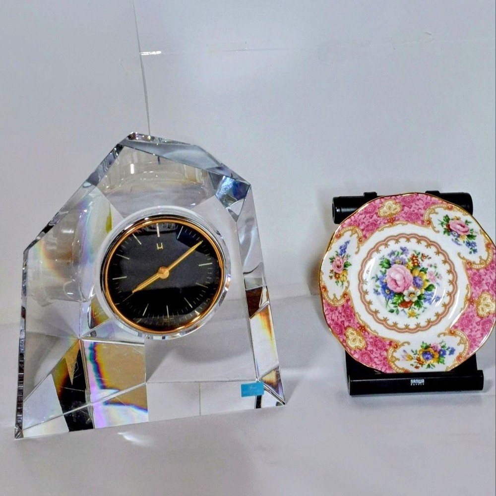 [Antique] HOYA/Hoya Crystal Clock Interior Object Retro