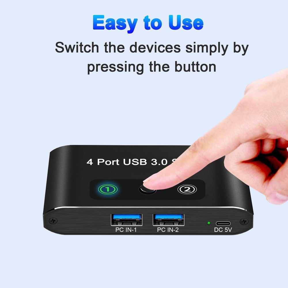 USB Switch, USB Switcher 2 Computers, USB 3.0 Switch Sharing 4 USB Devices KV...