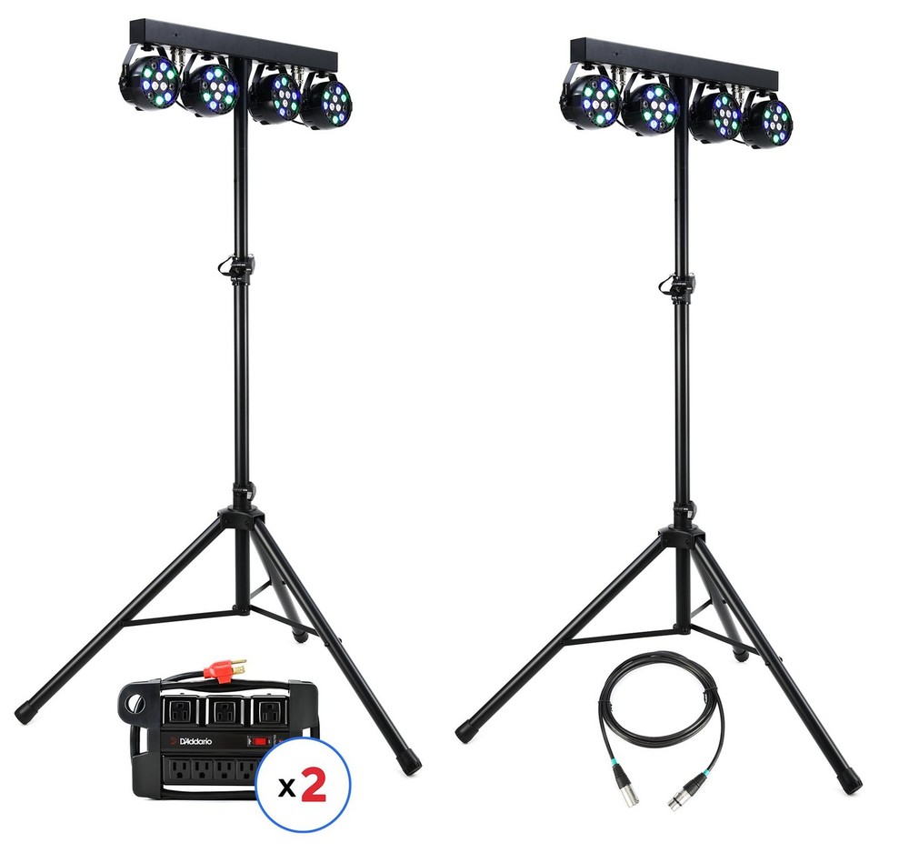 Eliminator Mini Par Bar 4xRGBW Par LED Lighting System Pair Bundle