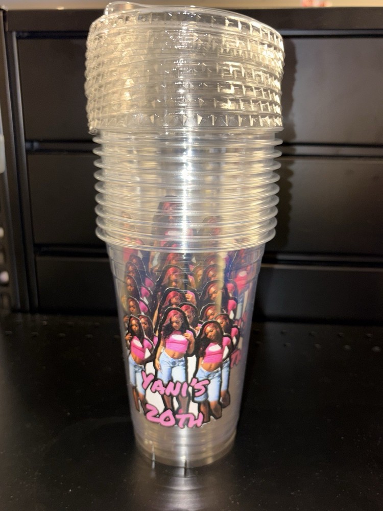 Customizable Disposable Plastic Cups with Lids (10)