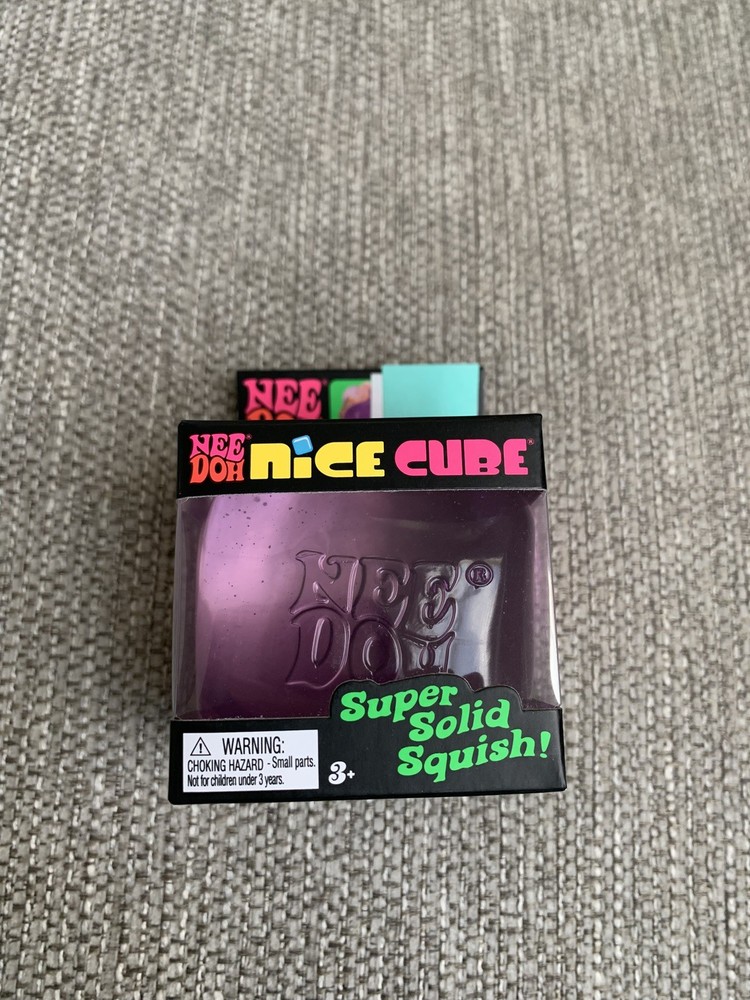 Nee Doh Nice Cube Super Solid Squish Squeezable Stress Reliever Toy Purple