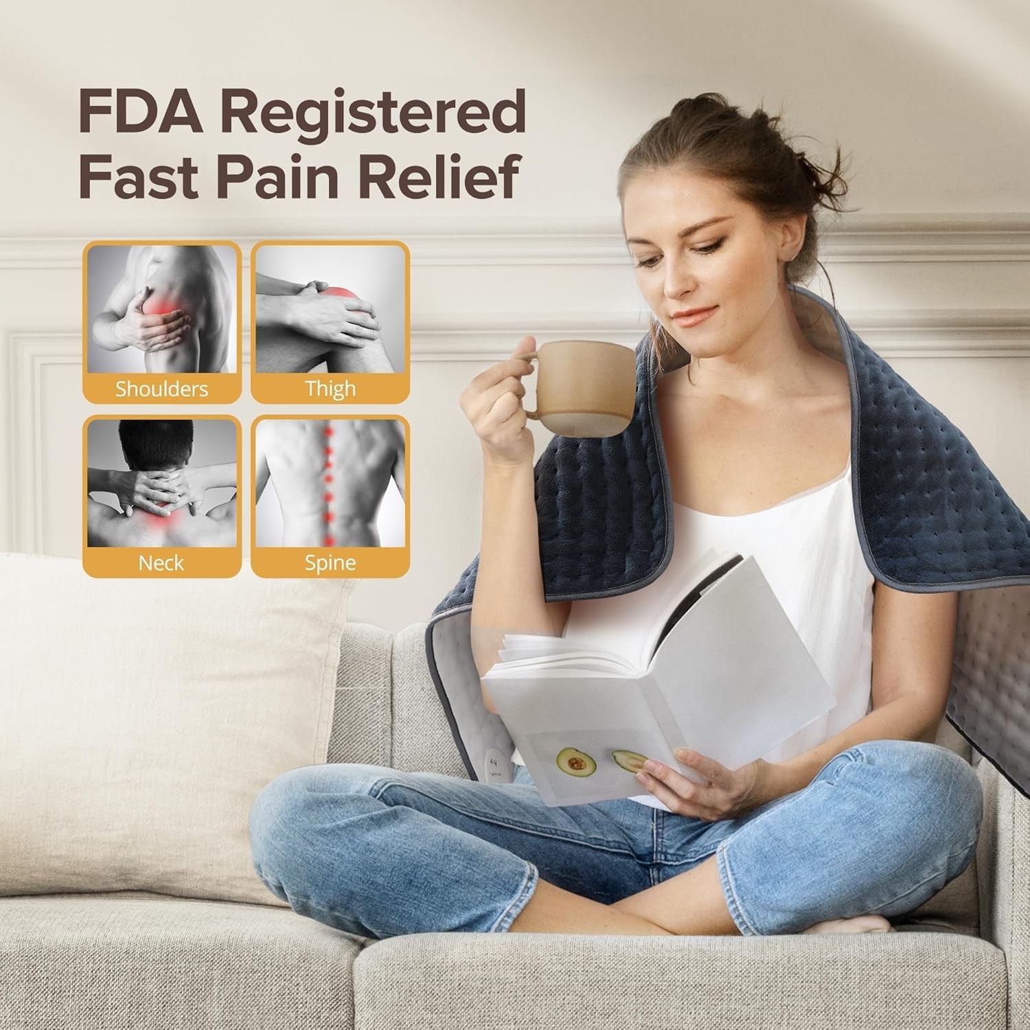 Heating Pad for Back Pain Relief, 17" X 33" XXX-Large Heating Pads for Cramps...