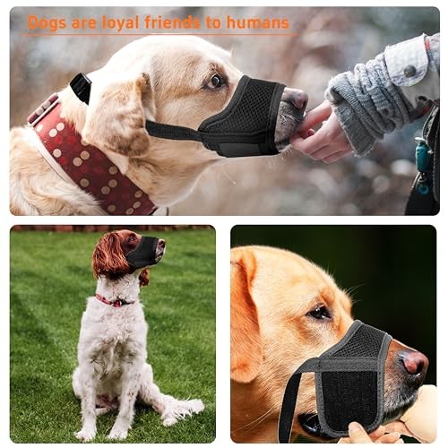 Dog Muzzle, Soft Breathable Muzzle for Medium Large Dogs, Air Mesh Black Small