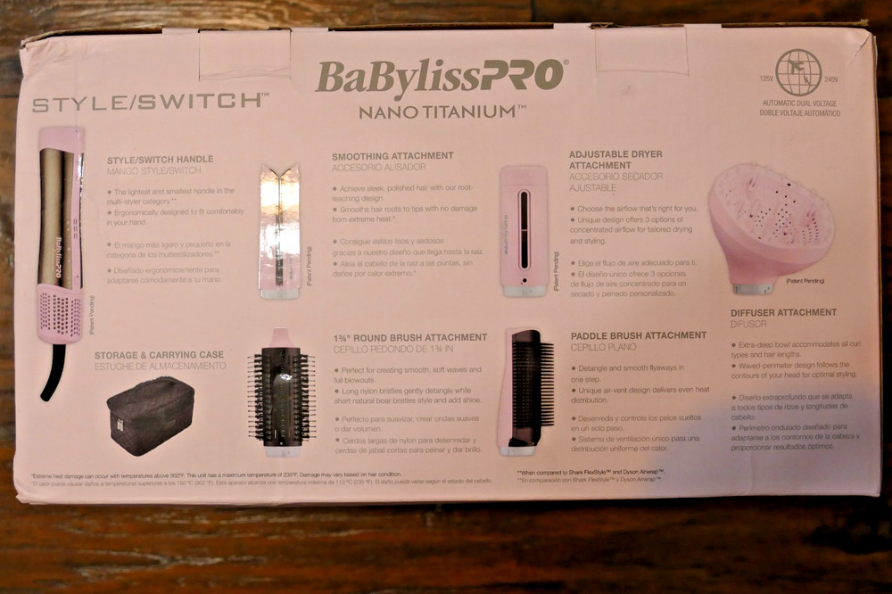 BaByliss PRO Nano Titanium Style / Switch PINK Ionic Multi-Styler Dryer