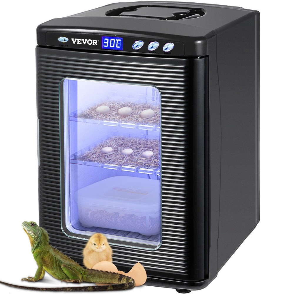 25L Compact Egg Incubator 5-42°C Digital LED Control Black