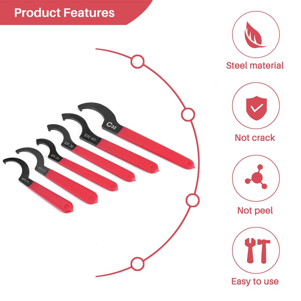 6Pc Adjustable Coilover Hook Spanner Wrench Set 2963