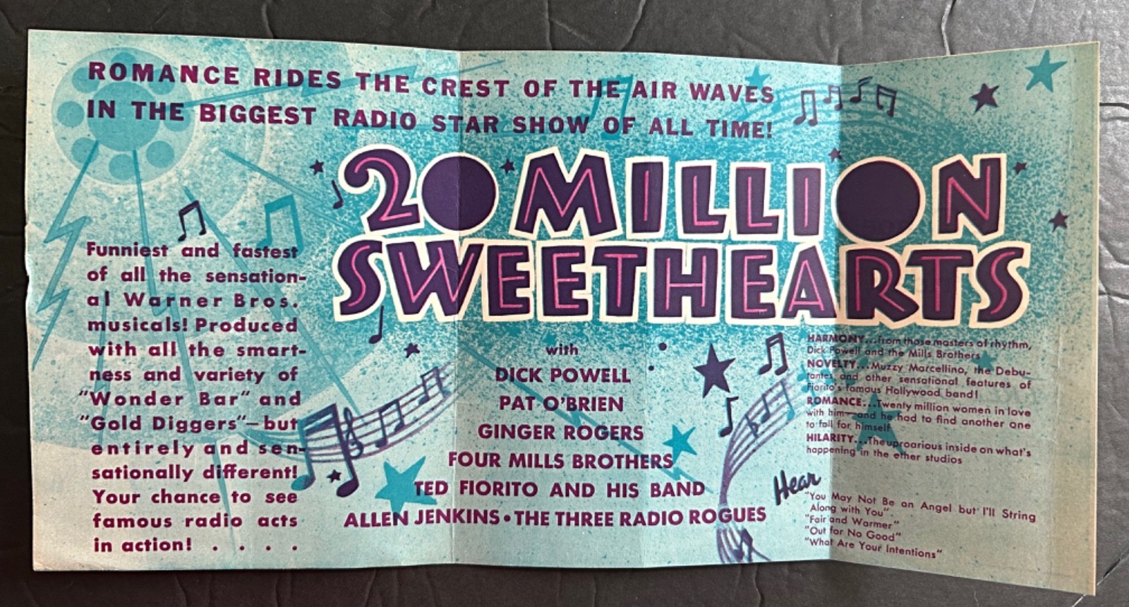 1934 Movie Herald 20 Million Sweethearts Tahoe Tavern Casino Dick Powell