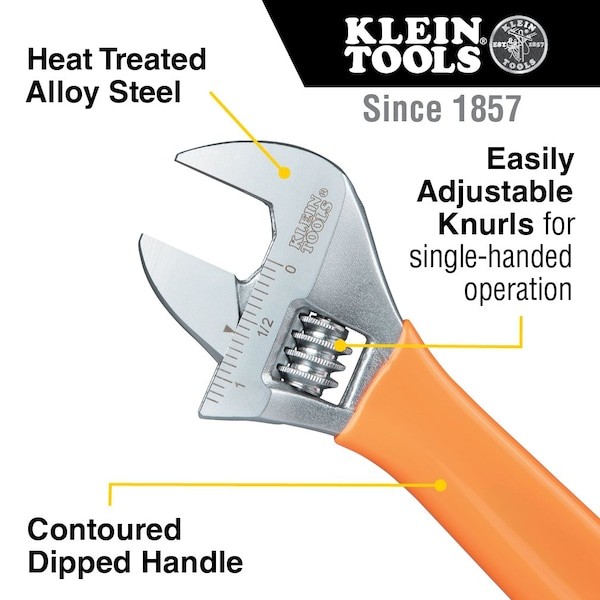 Klein Tools 507-8 Adjustable Wrench, Extra-Capacity, 8-Inch
