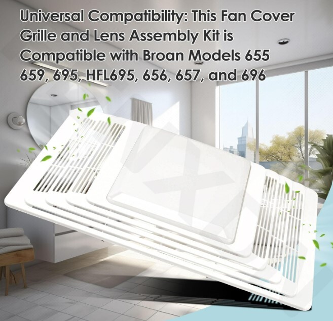 S97013662 Bathroom Vent Fan Grille and Lens Cover Assembly For Broan 655, 659