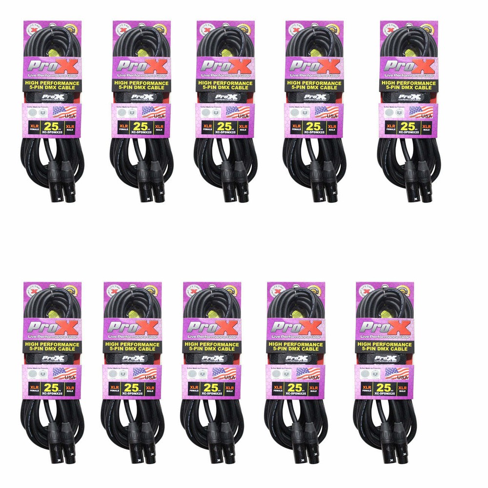 10 ProX 5 Pin 25 ft High Performance Data Lighting DMX Cable