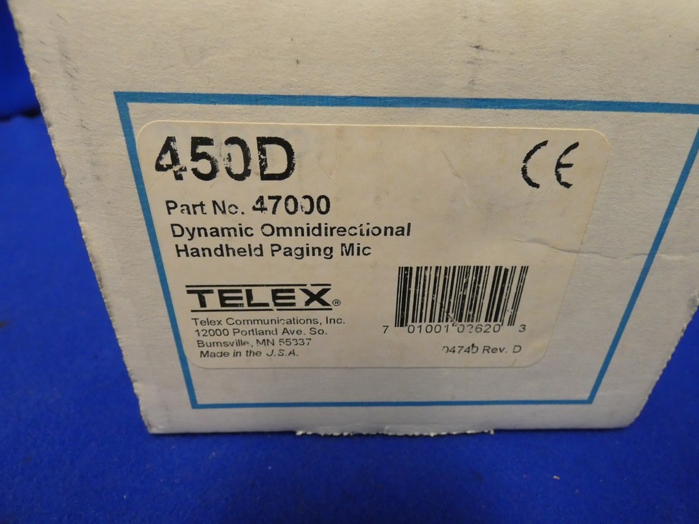 Telex 450D 200 Ohm Dynamic Paging Handheld Microphone