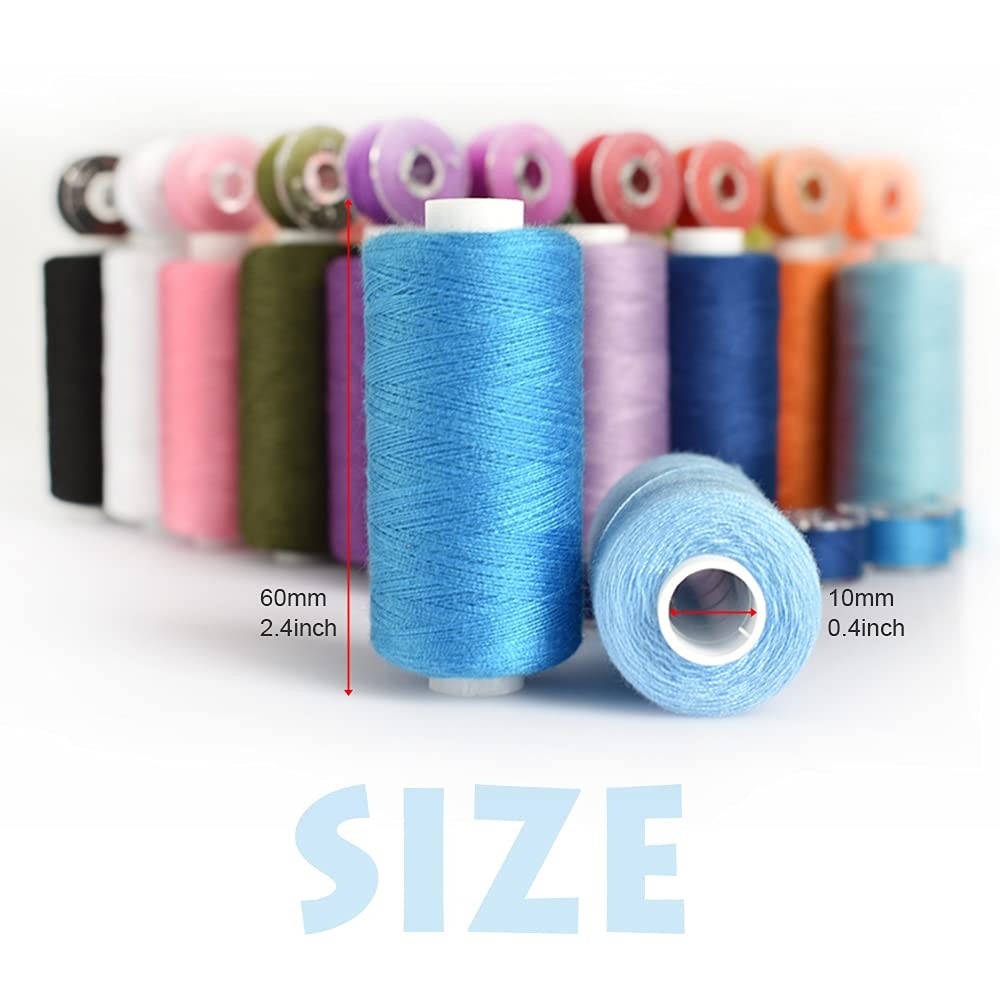 72 PCS Bobbins Sewing Threads Kit 36 Colors Spools, Polyester Prewound Case Set