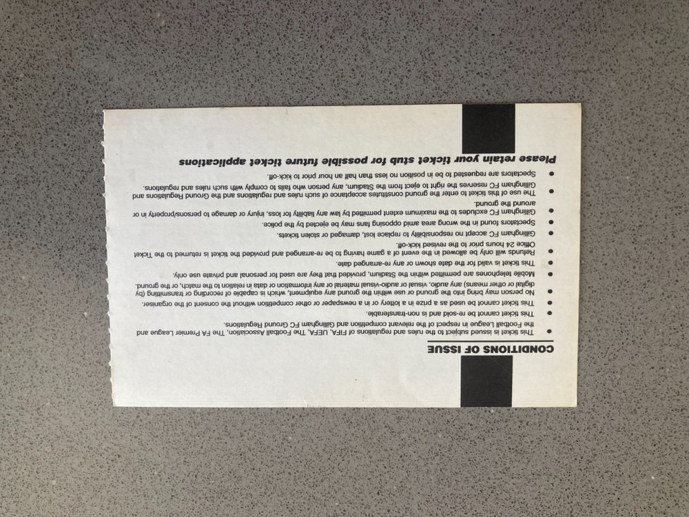 Gillingham v Reading 2002-03 Match Ticket