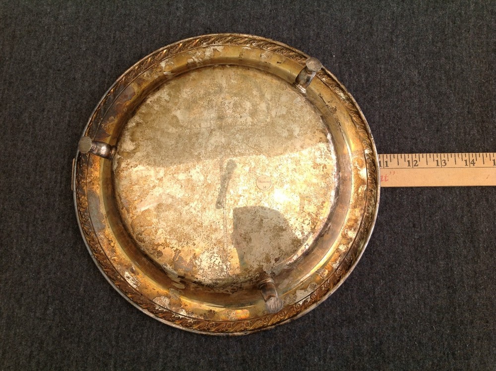 Footed Silverplate Round Serving Tray