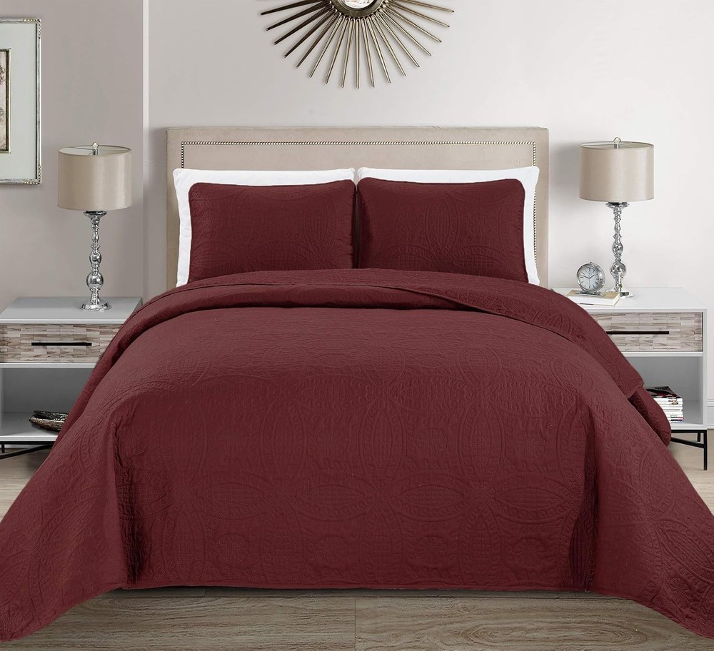 Fancy Collection Embossed Coverlet Bedspread Over Size Set