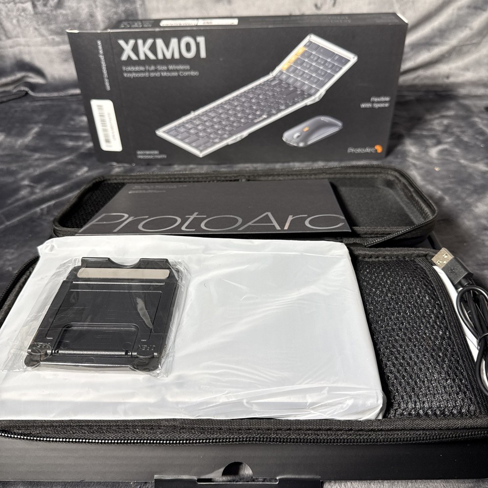 ProtoArc Foldable Keyboard and Mouse, XKM01 True Full-Size Folding Wireless