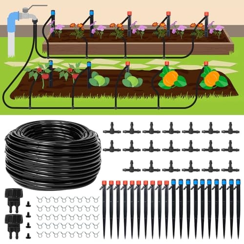 110ft Drip Irrigation System Kit, Garden Watering System DIY Automatic 110FT