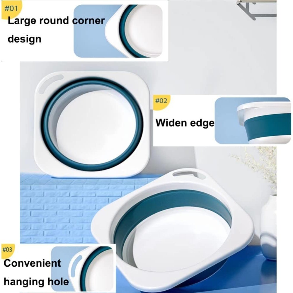 Collapsible Plastic Wash Basin 5L 1.4 Gallon Foldable Dishpan Portable Sink Tub