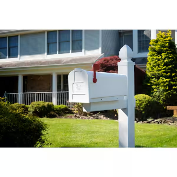 White Mailbox Deluxe Polybox Durable & Best Rust-proof Polymer Post Mounted New